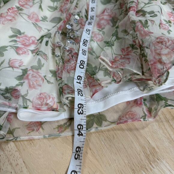 Mac Duggal NWT Sequined Floral Print Cut Out Lace Up Gown Size 0 Plunge Neck - Picture 11 of 11